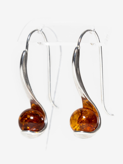 Серьги с натуральны коньячным янтарем. Калининградский янтарь серьги