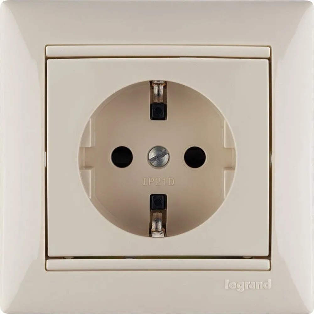 Розетка с заземлением со шторками в рамку слоновая кость LEGRAND 1 шт.