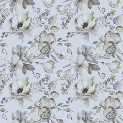 Серебристые цветы на голубом / Silver flowers on blue