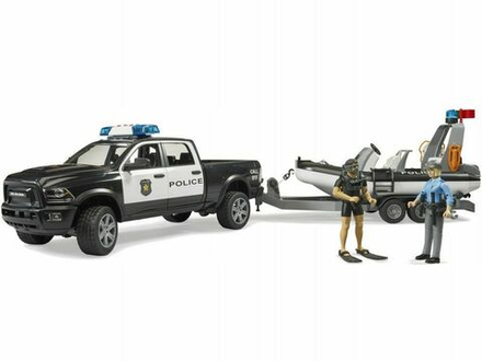 Игрушечный транспорт Bruder - Полицейская машина Dodge RAM с лодкой и прицепом - Брудер 02507