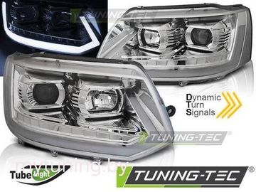 Передние фары Tube Light для Volkswagen T5 (10-15) Dynamic Chrome T6 Look