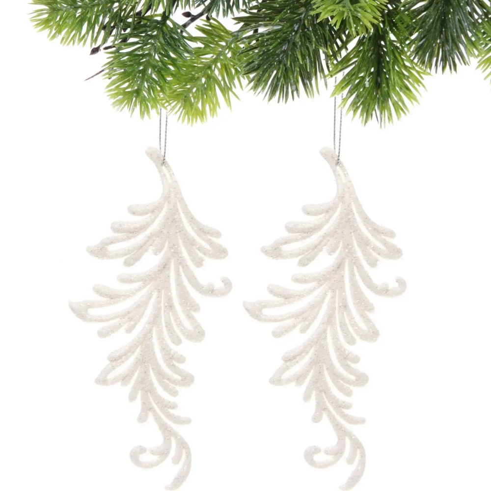 Подвеска «Волшебное перо» 10 см (набор 2 шт), белый