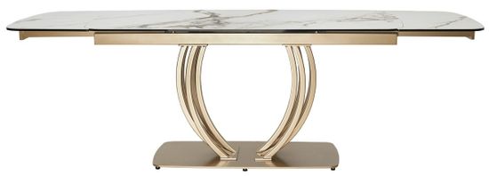 Стол MALTA 160 KL-188 Контрастный мрамор матовый, итальянская керамика/ каркас цвета шампань