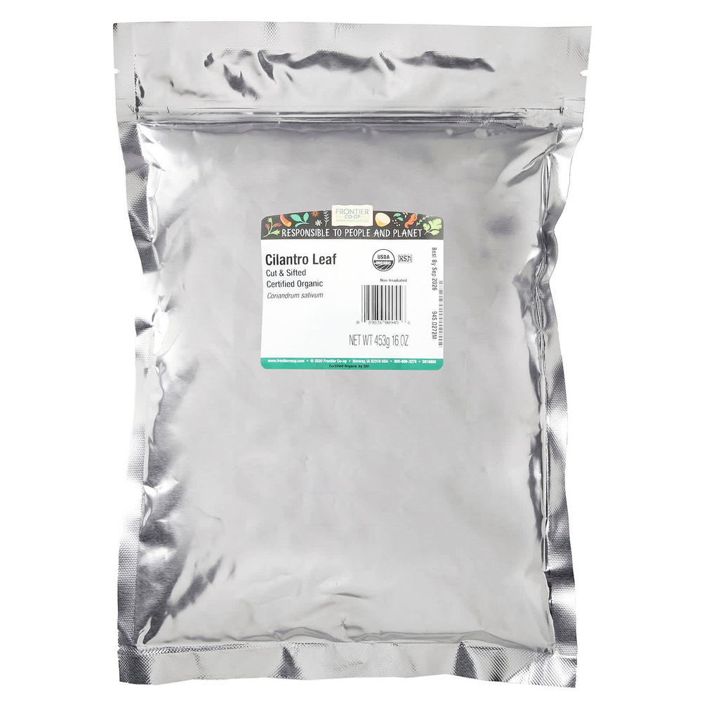 Frontier Co-op, Листья органической кинзы, нарезанные и просеянные, 453 г (16 унций)