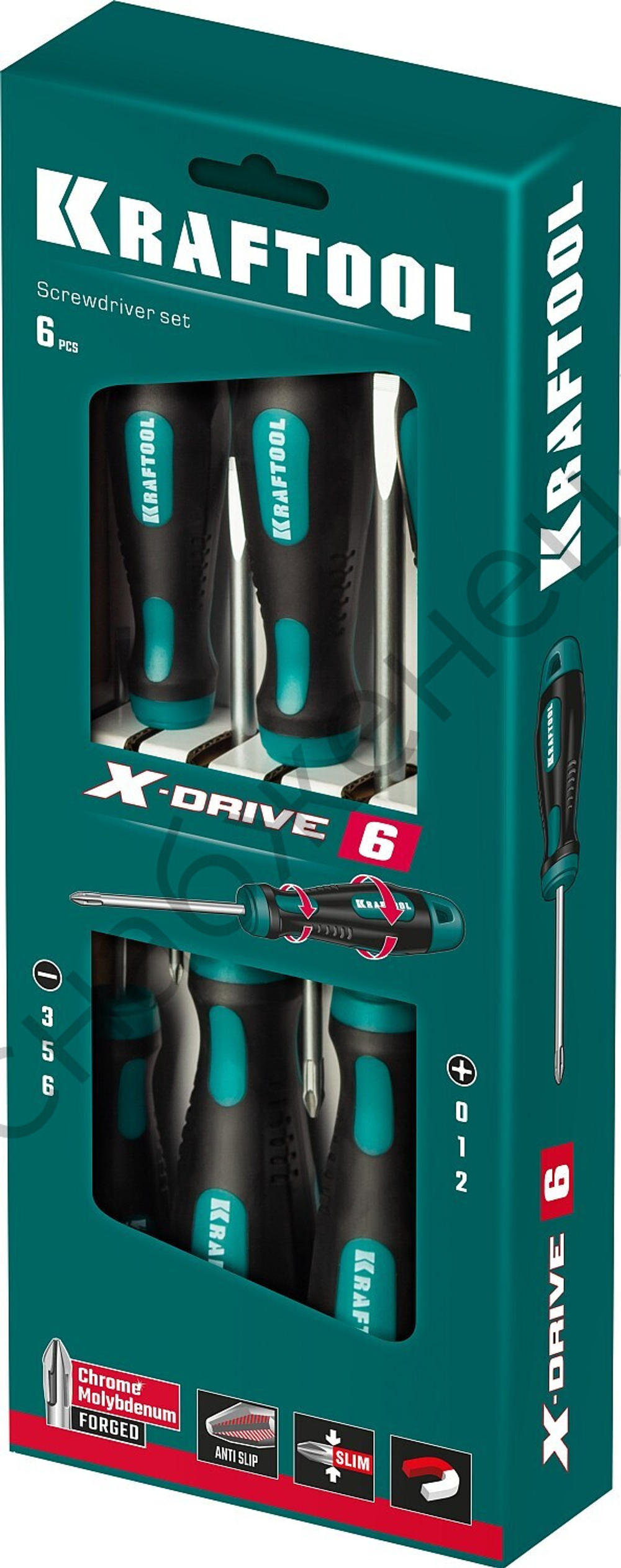 KRAFTOOL Х-Drive-6 6 шт, Набор отверток (250081-H6)