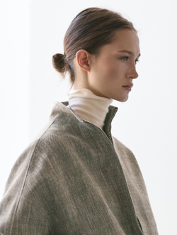 Massimo Dutti Куртка-бомбер в крапинку с шарфом, серый