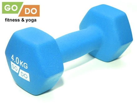 Гантель GO DO в виниловой матовой неопреновой оболочке. Вес 4 кг.  (Голубой)