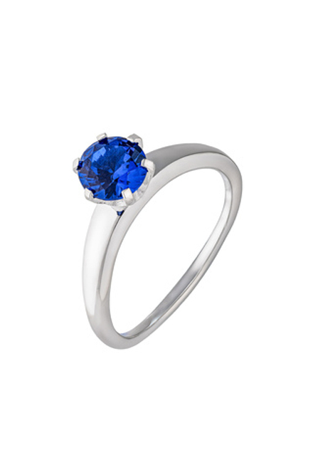Кольцо из серебра с центральной вставкой из выращенной синей шпинели