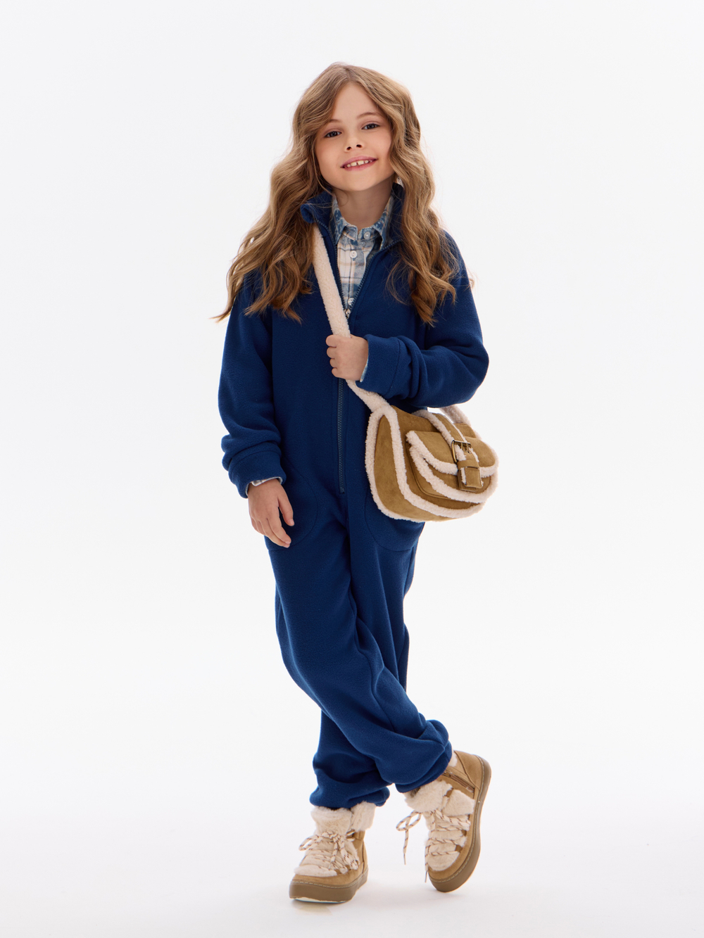 Теплый флисовый комбинезон с карманами