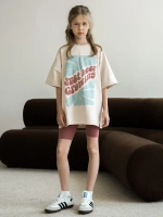 Костюм для девочки на лето, футболка и велосипедки