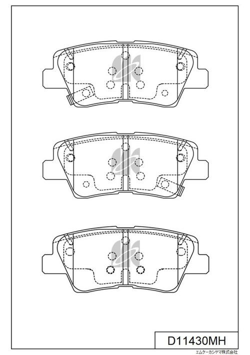 Дисковые тормозные колодки KASHIYAMA (противоскрипная пластина в компл.) D11430MH