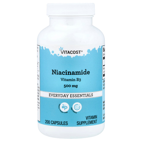 Vitacost, никотинамид, 500 мг, 200 капсул