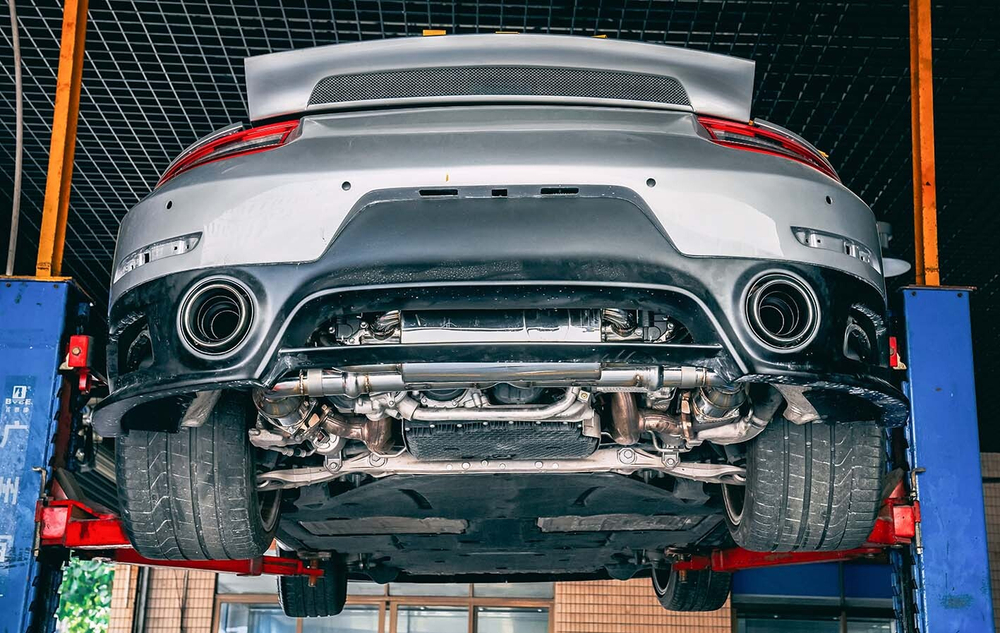 Спортивная выхлопная система с заслонками для Porsche 911 3.0T (под бампер GT2 RS) 2016-2017 Порше