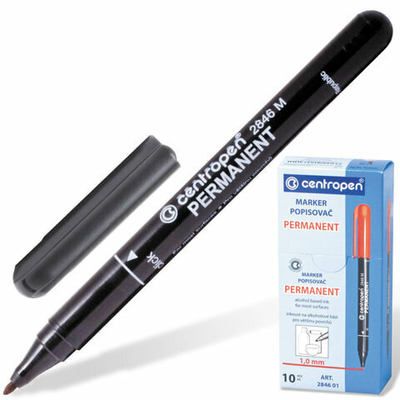 Маркер перманентный 1мм СENTROPEN тонкий наконечник 150207 черный