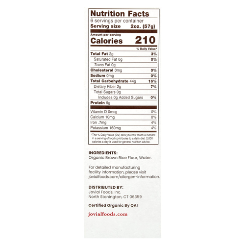 Jovial, Органическая паста из коричневого риса, в скорлупе, 340 г (12 унций)