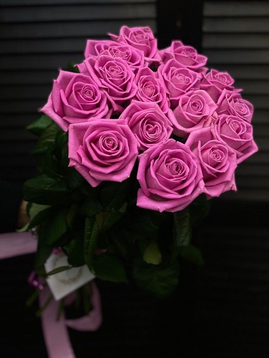 Букет из 15 голландских роз 50 см (цвет роз на выбор) #95680
