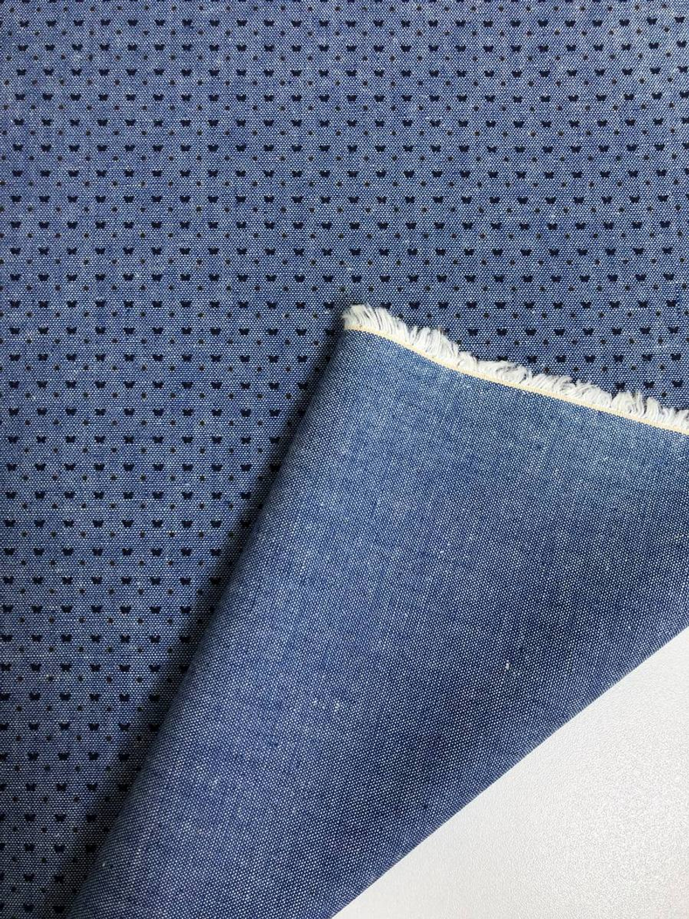 Коттон сорочка принт бабочка, джинсовый/синий NB#67