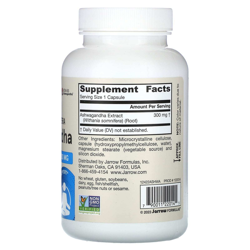 Jarrow Formulas, ашваганда, 300 мг, 120 растительных капсул