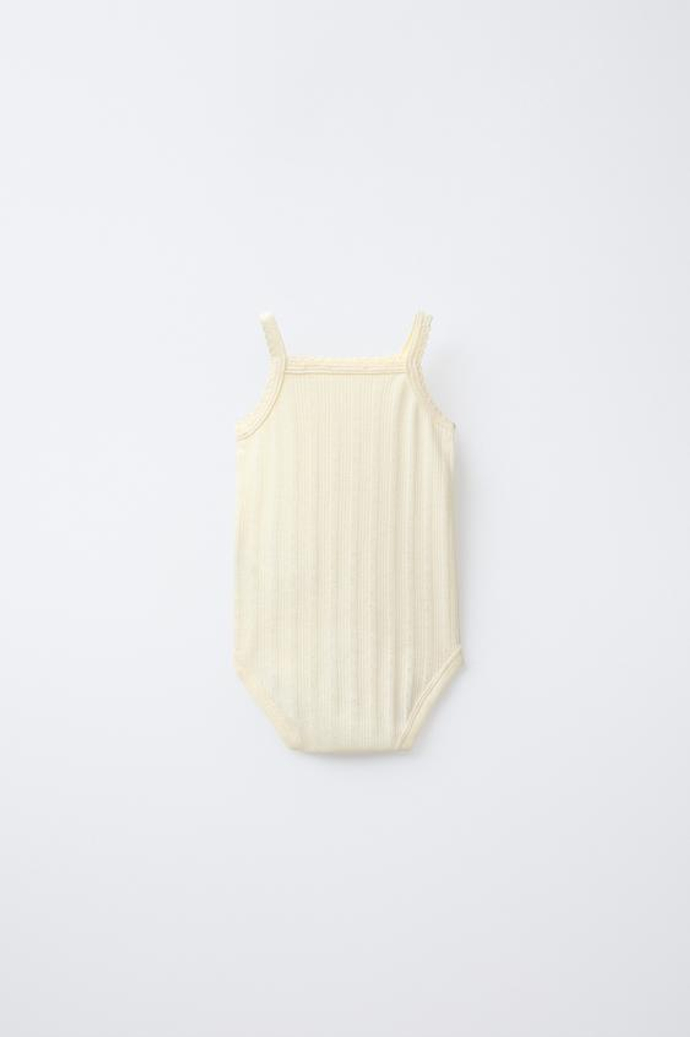 ZARA НАБОР ИЗ 3 БОДИ В РУБЧИК С АЖУРНЫМ УЗОРОМ, ЖЕЛТЫЙ