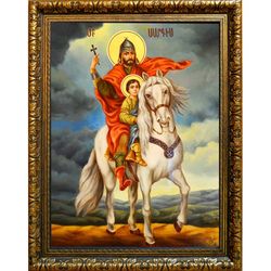 Святой Саркис. Икона на холсте.