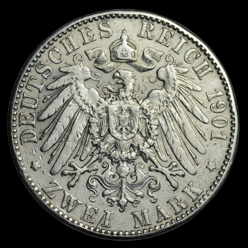 Юбилейная серебряная монета 2 марки 1901 г. Германия