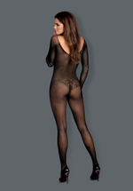 Эффектный сетчатый женский комбинезон с рисунком (Размер: S-M-L) (Цвет: черный)