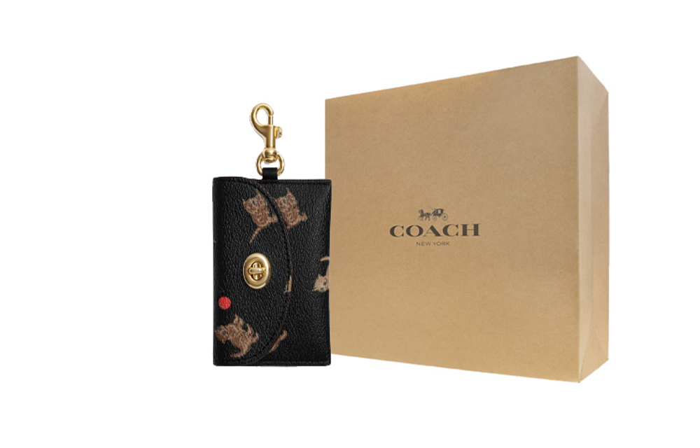 COACH Turnlock Coated Canvas With Leather Card Holder Regular Women"s Black