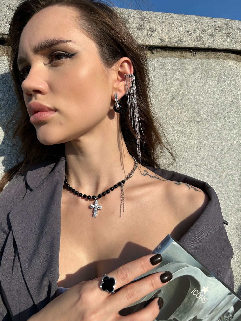 Колье Agata silver