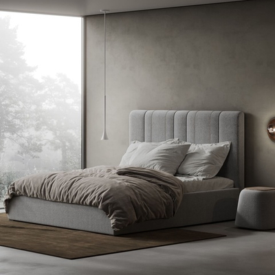 Кровать Мэлани в сером велюре-букле 160