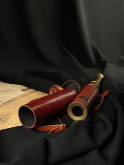 Nautical Подзорная труба в кожаном футляре