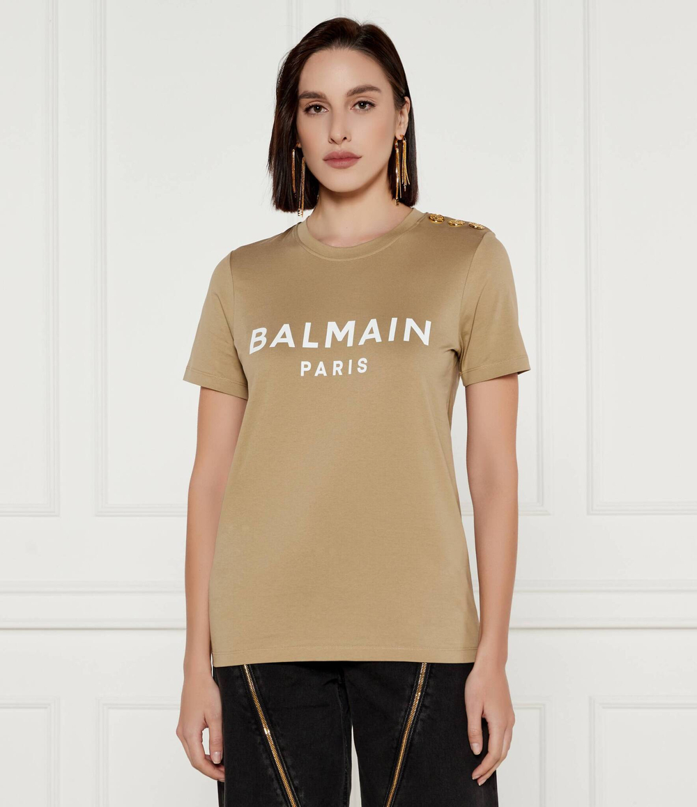 Футболка Balmain - бежевый(BF1EF005 BB02)