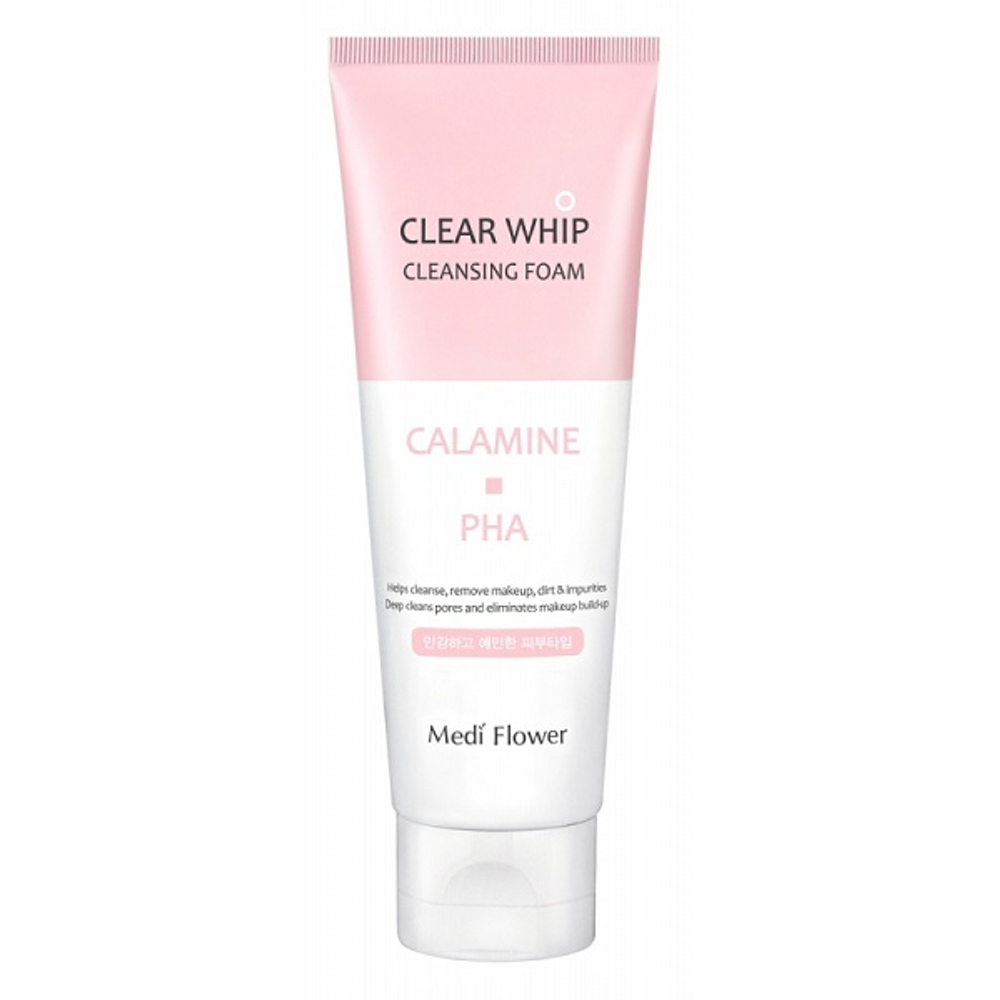 Пенка для умывания минеральная с каламином и PHA кислотами Medi Flower Calamine Clear Whip Cleansing Foam 120мл