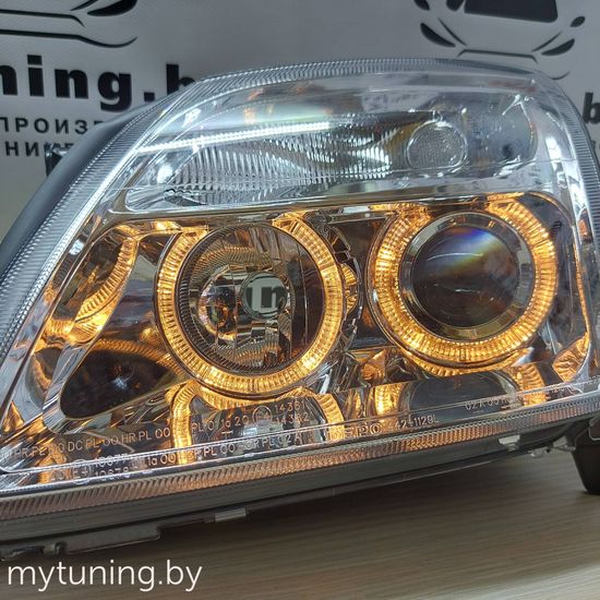 Передние фары angel eyes chrome для Opel Vectra C