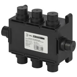 Коробка распаячная ЭРА KRM-118-76-60 черная 118х76х60мм для монолитного строительства 8 входов IP44