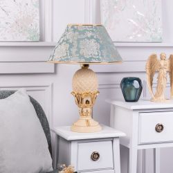 Настольная лампа Источник Энергии Айвори с абажуром №38 Vatican (Ватикан) Аквамарин