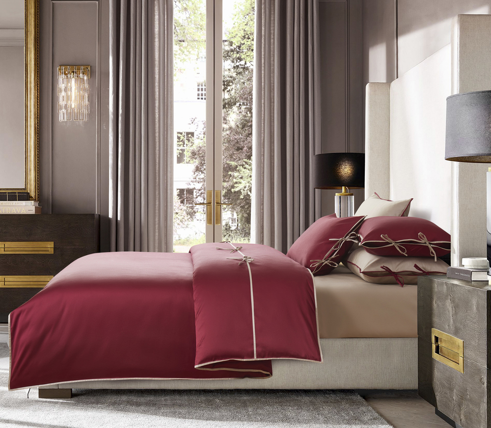 Наволочка 70x75 Sharmes Luca бордовая/серо-бежевая