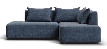 Угловой диван правый Кинг Твин Велюр Роял синий