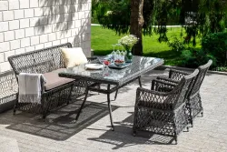 "Латте" плетеный стол из искусственного ротанга 160х90см, цвет графит