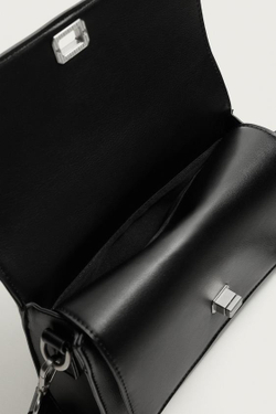 ZARA СУМКА С ДВУМЯ КЛАПАНАМИ, ЧЕРНЫЙ