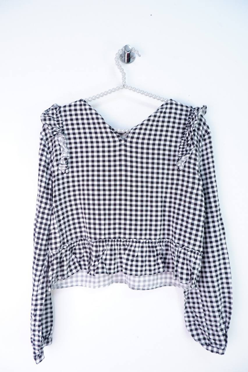 Блузка в клетку, визуально 46 размер