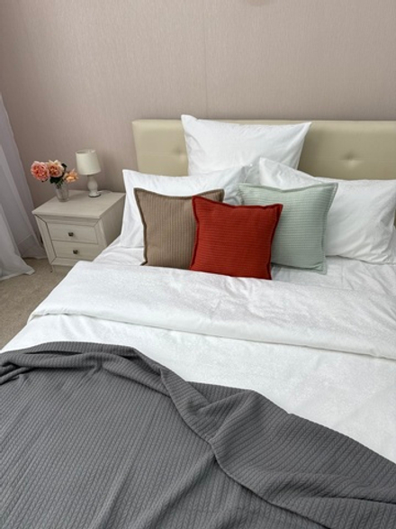 Плед-покрывало "Косичка", хлопок, Турция, темно-серый