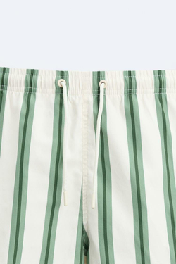 ZARA ПОЛОСАТЫЕ ПЛАВКИ, БУТЫЛОЧНО-ЗЕЛЕНЫЙ