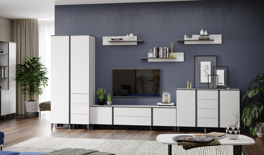 Амара Тумба ТВ белый/серый графит