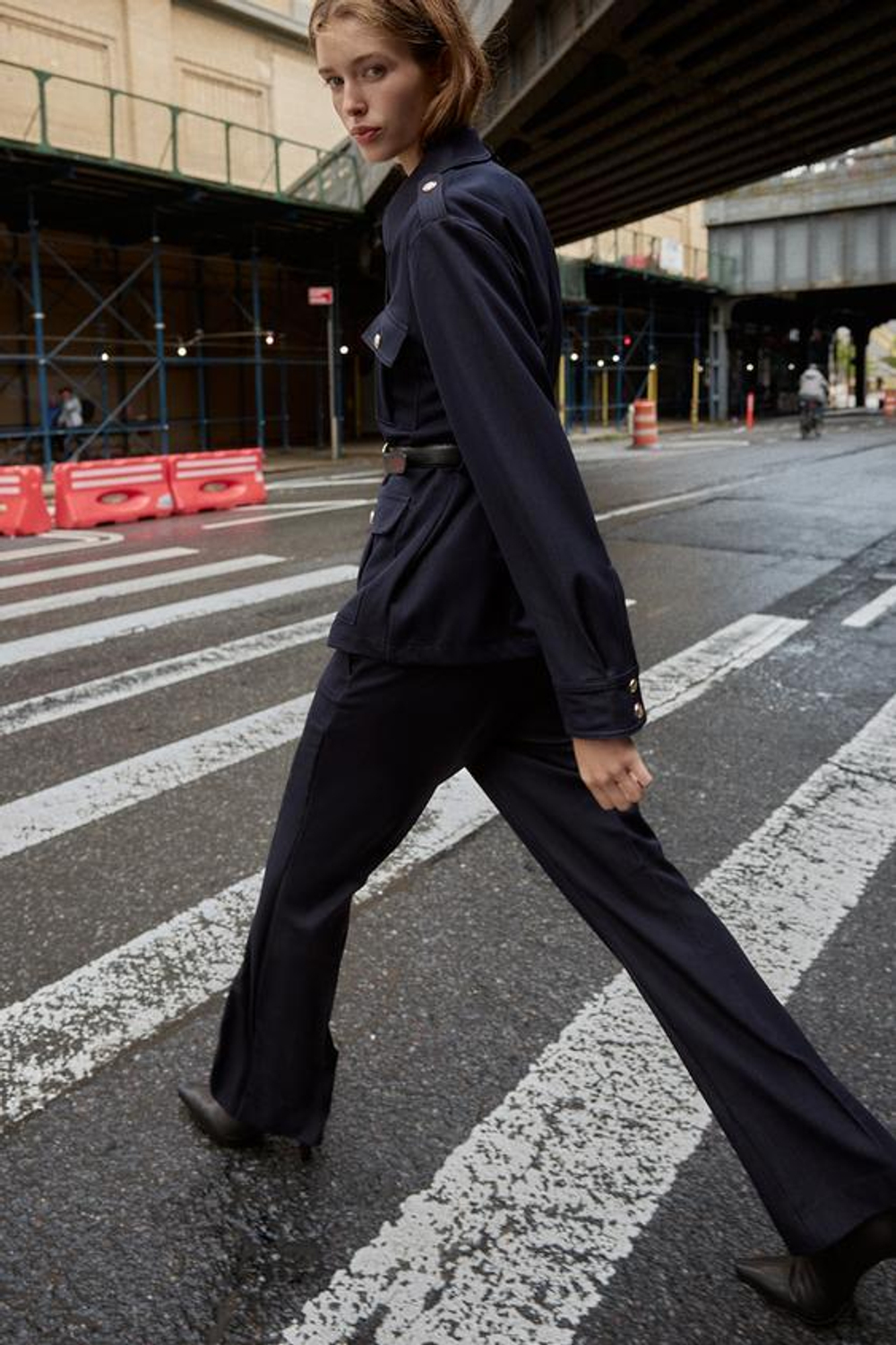 ZARA БРЮКИ ПРЯМОГО КРОЯ, МОРСКОЙ СИНИЙ