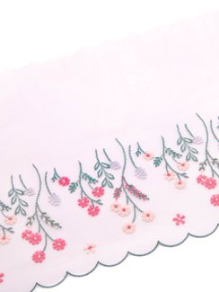 05-124 Вышивка на неэл. сетке 22 см, лотос/коралл/зеленый/телесный (правая)