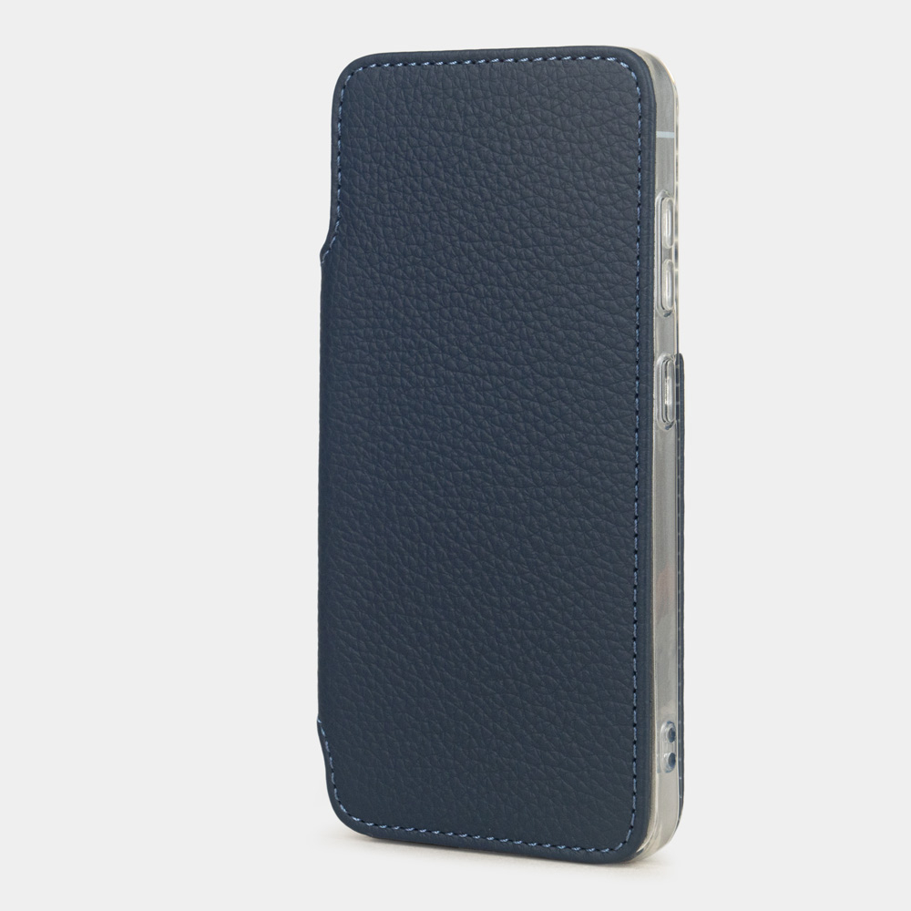 Чехол-книжка для Samsung Galaxy S25 из кожи теленка, синего цвета