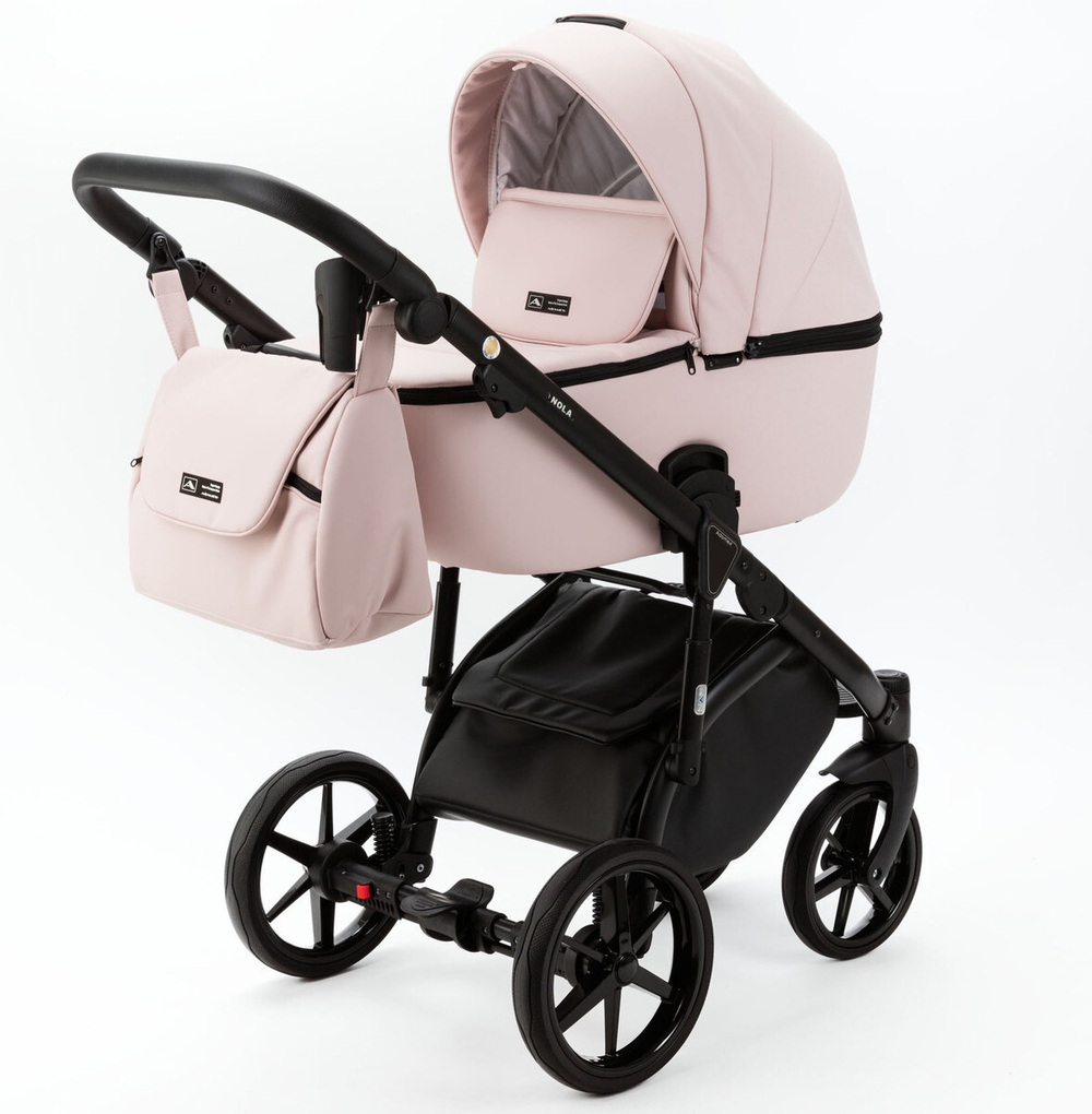 Детская коляска Adamex Nola Deluxe 2 в 1 N-SA15 (РОЗ. ПУДРА КОЖА)