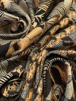 Жаккард хлопок с п/э и люрексом разноцветный с растительным принтом