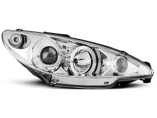 Передние фары angel eyes chrome для Peugeot 206