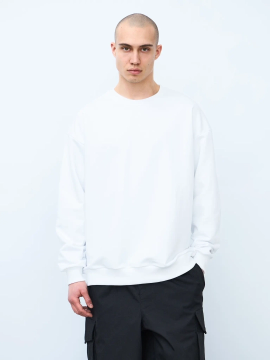 Свитшот оверсайз, без начеса (белый)